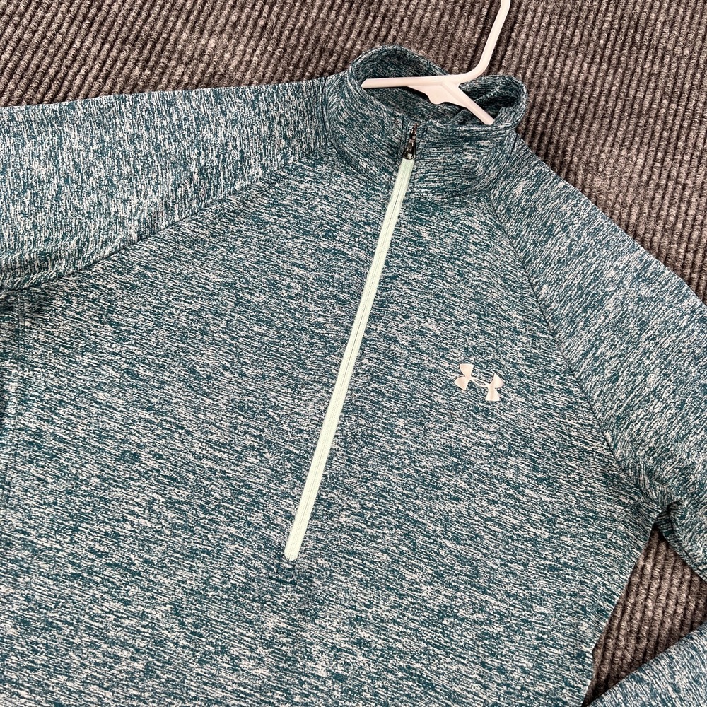 Under Armour Shirt Womens Medium Blue Long Sleeve‎ HeatGear 1/4 Zip Active Run